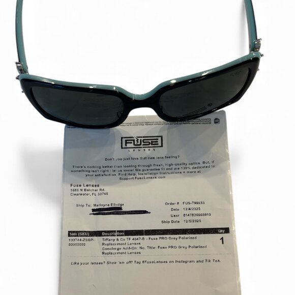 Tiffany & Co Black Sunglasses Rimmed in Signature Tiffany Blue Crystal Frame - Picture 13 of 16